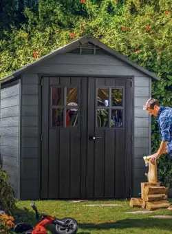 Casuta de gradina Keter Newton 757 gri cu usa dubla