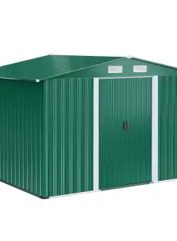 Casuta de gradina Outsunny, din lamiera de Oțel 246x192,5x177,5cm Verde | Aosom RO