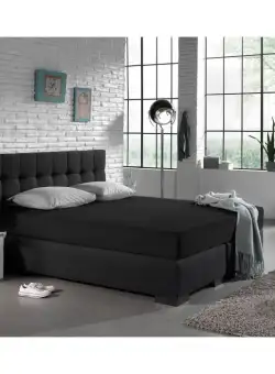 Cearsaf de pat dublu cu elastic Enkel, 140 x 200, negru