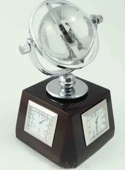 Ceas de birou cu glob cristal, termometru si higrometru