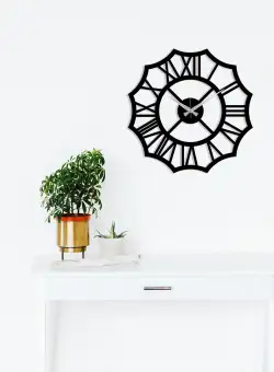 Ceas de perete Metal Wall Clock 23 - Black, Negru, 48x1x48 cm