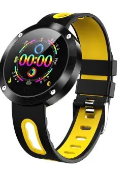 Ceas Smartwatch Techstar® DM58, 1.22 inch IPS, Bluetooth 4.0 + EDR, Monitorizare Tensiune, Puls, Multiple Alerte Unice, Galben