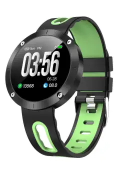Ceas Smartwatch Techstar® DM58, 1.22 inch IPS, Bluetooth 4.0 + EDR, Monitorizare Tensiune, Puls, Multiple Alerte Unice, Verde