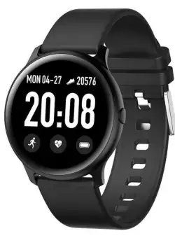 Ceas Smartwatch Techstar® KW19 Negru, 1.3 inch HD Rotund, Monitorizare Cardiaca, Tensiune. Oxigenare, Bluetooth 4.0
