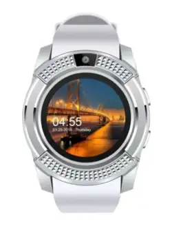 Ceas Smartwatch Techstar® V8, Handsfree, Bluetooth 3.0, SIM, Compatibil Android & iOS, Camera 1.3MP, Alb