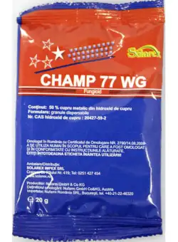 Champ 77WG 20 gr fungicid cupric de contact, NuFarm (cartof, castraveti, tomate, vita de vie, mar)