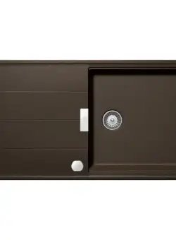 Chiuveta bucatarie Schock Tia D-100L Cristadur Bronze cu sifon automat, granit, reversibila, montare pe blat 100 x 50 cm