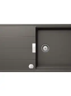 Chiuveta bucatarie Schock Tia D-100L Cristadur Silverstone cu sifon automat, reversibila, granit, montare pe blat 100 x 50 cm
