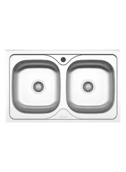 Chiuveta Sanobi, 2 Cuve universale, Inox lucios, pe masca, 80 x 50 cm