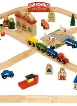 Circuit auto si feroviar BigJigs BJT015, 101 piese