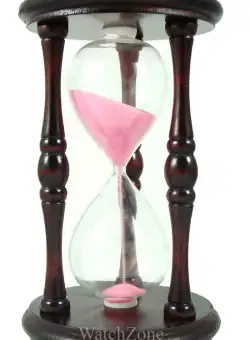 Clepsidra clasica din lemn cu nisip roz