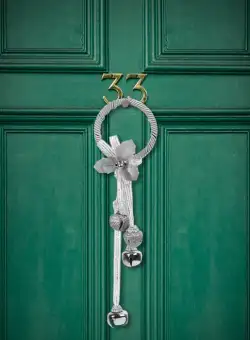 Clopotei chinezesti, ornament de Craciun pentru usa - metal, argintii