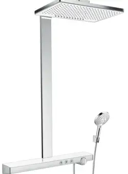 Coloana de dus Hansgrohe Rainmaker Select 460 2jet alb-crom cu baterie termostatata ShowerTablet Select 700