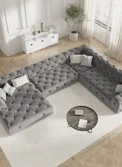 Coltar 6 locuri Candice catifea L334 cm