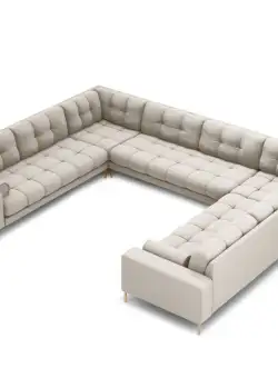 Coltar 9 locuri Bali tapitat/picioare gold – L327 x l256 x h75