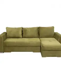 Coltar ALESSIA II extensibil, cu arcuri si lada depozitare, colt interschimbabil, verde, 250x150x75 cm