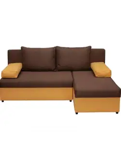 Coltar ANA extensibil, cu lada depozitare, colt interschimbabil, galben + maro, 200x140x83 cm