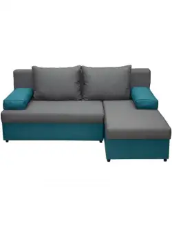 Coltar ANA extensibil, cu lada depozitare, colt interschimbabil, turcoaz + gri inchis, 200x140x83 cm