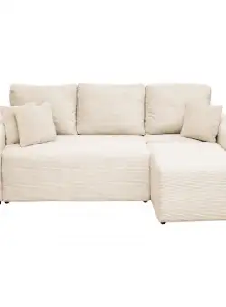 Coltar Canapea BEGA extensibil, cu arcuri si lada depozitare, colt interschimbabil, crem, 240x153x80 cm