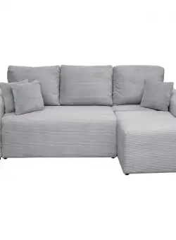 Coltar Canapea BEGA extensibil, cu arcuri si lada depozitare, colt interschimbabil, gri, 240x153x80 cm