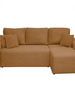 Coltar Canapea BEGA extensibil, cu arcuri si lada depozitare, colt interschimbabil, mustar, 240x153x80 cm