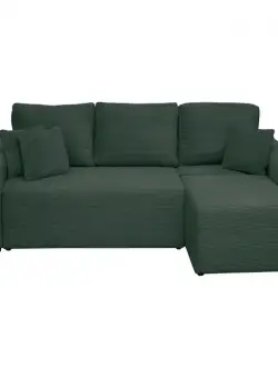 Coltar Canapea BEGA extensibil, cu arcuri si lada depozitare, colt interschimbabil, verde smarald, 240x153x80 cm