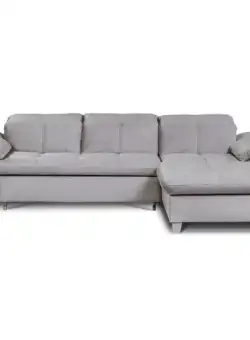 Coltar Extensibil Cu Insula Dreapta Sevilia Lux, 5 Locuri, Tetiere Reglabile, Gri, 267 Cm