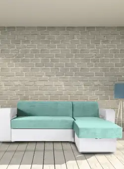 Coltar extensibil, cu lada de depozitare si tabureti, Zoran, Verde Menta