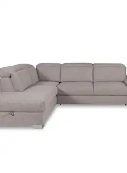 Coltar Extensibil Cu Otoman Stanga Dax, 5 Locuri, Lada Depozitare, Gri, 296 Cm