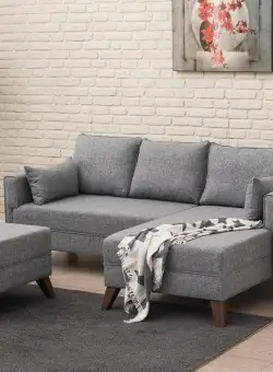 Coltar Extensibil Dreapta Ariana, Taburet Inclus, 205 x 85 x 140 cm