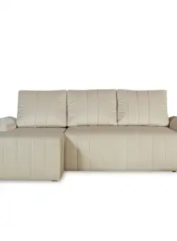 Coltar Extensibil Stanga Mark, 4 Locuri, Lada Depozitare, Crem, 240 Cm