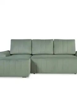 Coltar Extensibil Stanga Mark, Catifea, 4 Locuri, Lada Depozitare, Verde, 240 Cm