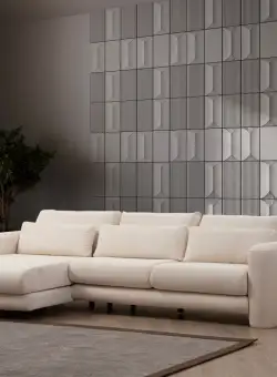 Coltar Lily crem plusat pe stanga