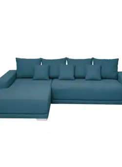 Coltar MARIBO extensibil, cu arcuri si lada depozitare, colt stanga, turcoaz, 280x204x92 cm