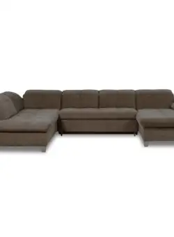 Coltar U Extensibil Sevilia Lux, Stanga, 6 Locuri, Tetiere Reglabile, Maro, 347 Cm