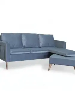 Coltar WINE fix, colt interschimbabil cu taburet puf mobil, gri, 202x145x79 cm