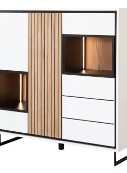 Comoda Bar 3 Usi Si 1 Sertar Linea Acustic, Alb, 120 Cm