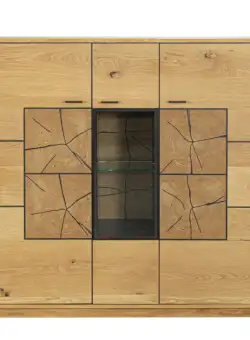 Comoda Bar Urbano Oak Cu 3 Usi, Stejar Rustic Si Negru, 140 Cm