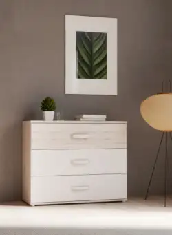 Comoda Delice Stejar Nisipiu Si Alb Lucios, 100 Cm