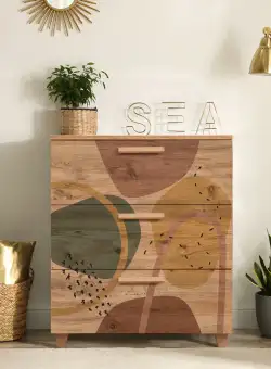 Comoda Leva Gravis Flow Dresser 3, Stejar, 95x43x80 cm