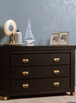 Comoda Saint Tropez New Cu 3 Sertare Negru, Vopsit, 132 Cm