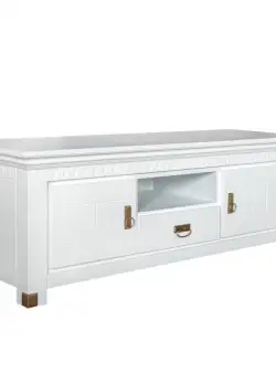 Comoda TV 2 Usi Si 1 Sertar Saint Tropez, Alb, Vopsit 160 Cm