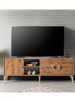 Comoda TV ANGEL, cu sertare si spatii depozitare, alun, 180x36x64 cm