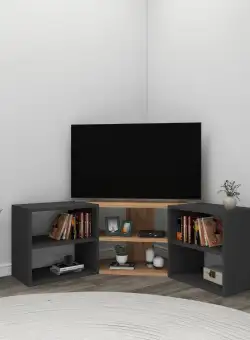 Comoda TV Colt cu 6 rafturi Ajan, 149 x 44 x 30 cm