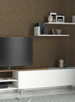 COMODA TV Dizayn - White, Walnut, Alb, 180x41x31 cm