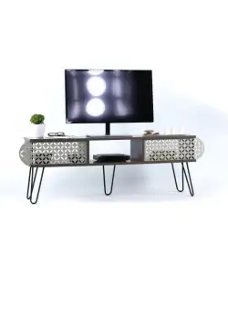 Comoda TV ILLIA MAXI 1, corp maro, fronturi bej, 151x30x48 cm