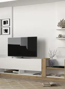 COMODA TV Kazablanka - White, Sapphire, Alb, 182x45x30 cm