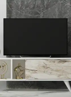 Comoda TV Liberty - White, Marble, Alb, 45x30x120 cm