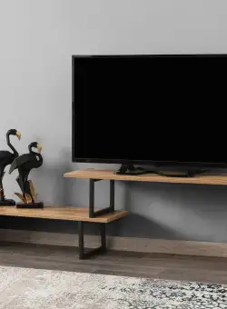 Comoda Tv Ovit, Antracit - Stejar, 120 x 45 x 30 cm