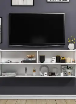 COMODA TV Sofya - White, Alb, 27x44x124 cm